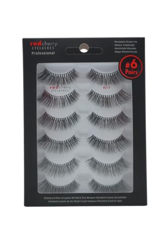 Red Cherry #217 Human Hair False Eyelashes 6 Pairs