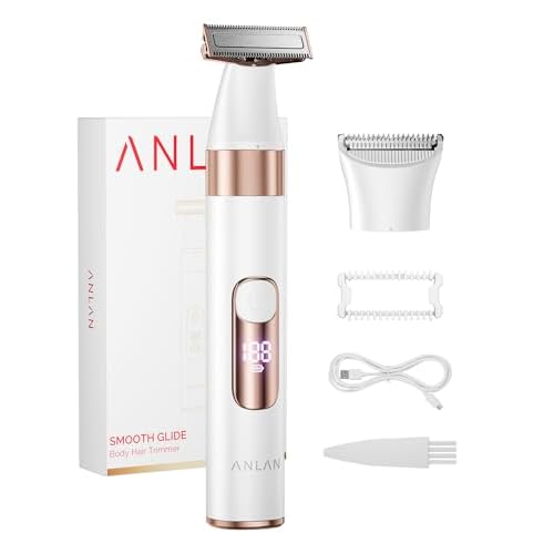 ANLAN Electric Bikini Trimmer for Women Rechargeable Pubic Body Hair Trimmer Electric Shaver for Legs Body Hair, Bikini Shaver Waterproof Replaceable Razors Women's Grooming Kit Wet/Dry Groomer