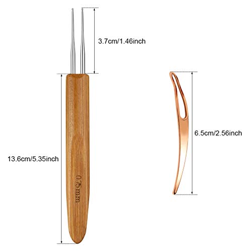 Dreadlock Crochet Hook Set 7-Piece Stainless Steel with Bamboo Handle