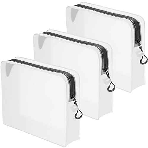 Qbily Clear Leak Proof Travel Bags for Toiletries 3 Pack, Super Soft Waterproof Leak Proof BPA Free, Semi-Clear Toiletry Cosmetic Makeup Bags for Travel, TSA Approved Travel Toiletry Bag With Zipper