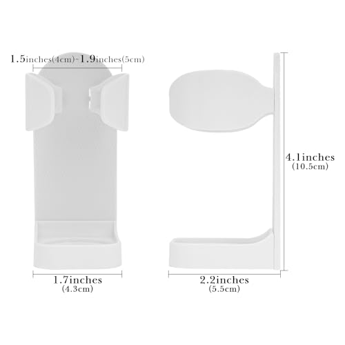 Linkidea 2 Pack Electric Shaver Wall Mount Holder, Self-Adhesive Adjustable Razor Organizer, Compatible with Braun Series 5/6 / 7/9, Bathroom Shower Storage (White)
