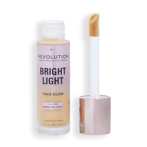 Revolution Beauty London, Bright Light Face Glow, Lightweight & Brightening Multi-Use Skin Tint, Illuminating and Natural Glow Finish, Lustre Medium Light, 0.77 Fl. Oz