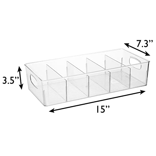 ClearSpace Plastic Pantry Organization and Storage Bins with Removable Dividers – 2 Pack XL Perfect Kitchen Organization or Kitchen Storage – Refrigerator Organizer Bins, Cabinet Organizers