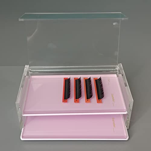 2-Layer Acrylic Eyelash Storage Box - Clear Pink Organizer