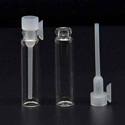 Teensery 100 Pcs Empty Perfume Sample Bottles Mini Glass Refillable Sample Vial Containers with Clear Cap for Aromatherapy, Essential Oil, Fragrance and Liquid (2ml) (Pack of 5)