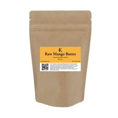 Kyabo 100% Pure Mango Butter, Raw, Organic, & Unrefined, Chemical-Free, Natural Skin Moisturizer, Great for DIY Body Butters, Lip Balm, Sun tanning Soaps, & Lotions (5 lb)