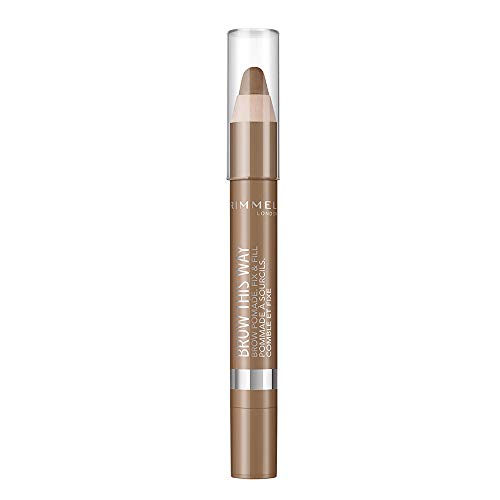 Rimmel London Brow This Way Brow Pomade Fix & Fill, Soft Brow Crayon, Medium Brown, 3.25 g