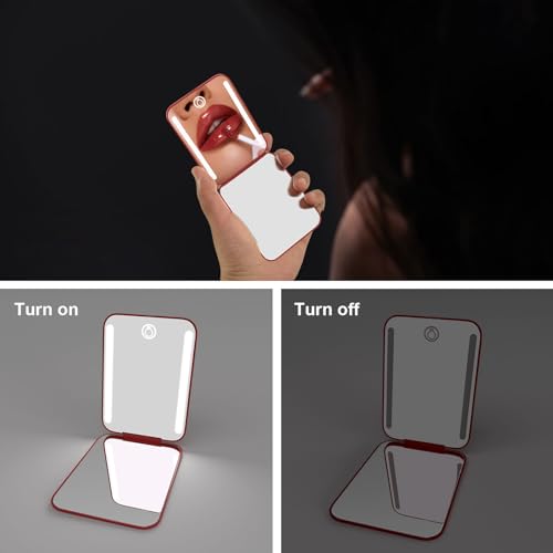 Kintion Rechargeable Pocket Mirror 1X/3X Magnifying LED Light