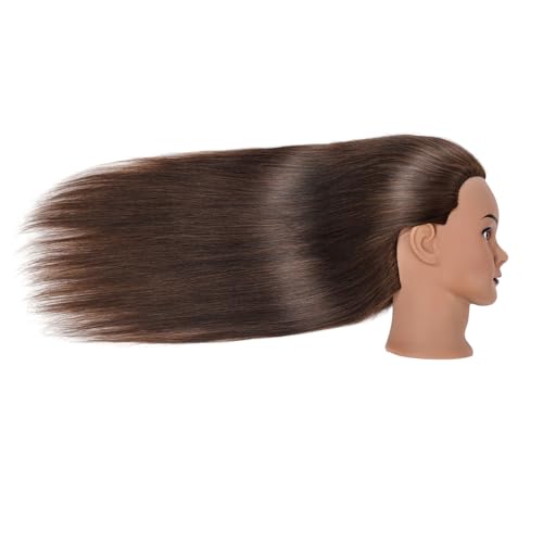 100% Human Hair Mannequin Head 22" Dark Brown with Clamp