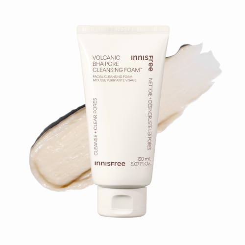innisfree Volcanic BHA Pore Cleansing Foam, Korean Face Wash with Salicylic Acid, Oil Control, Deep Clean, Pore Care, Sulfate-Free Formula