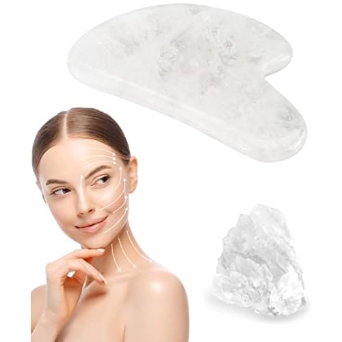 Natural White Quartz Gua Sha Facial Tools | Guasha Tool for Face Sculpting, Shaping, Reduce Puffiness, Tension Relief | Stone for Eyes, Face and Body