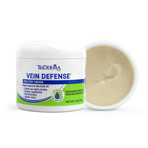 TriDerma Vein Defense Healthy Cream, Helps Improve the look of Spider Veins, Broken Capillaries, Red Blotches and Under Eye Dark Circles 4 oz