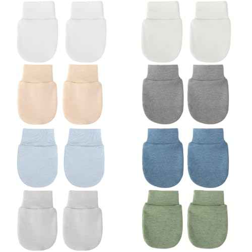 BQUBO Newborn Infant Toddler Mittens No Scratch Cotton Elastic Wrist Gloves Hypoallergenic for 0-6 Months Baby Boys Girls