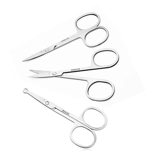 Mini Curved & Round Tip Facial Hair Scissors - 3.5in Precision Grooming Set