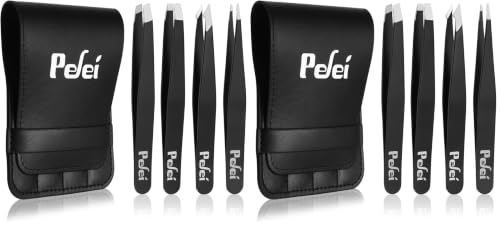 Pefei 4-Piece Stainless Steel Tweezers Set for Eyebrows & Facial Hair Removal