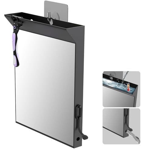 Anti Fog Shower Mirror 10x6.7 Large Black Wall Mount