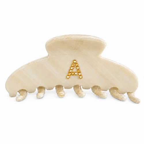 Personalized Initial A Hair Claw Clip - Large Acetate with Rhinestones