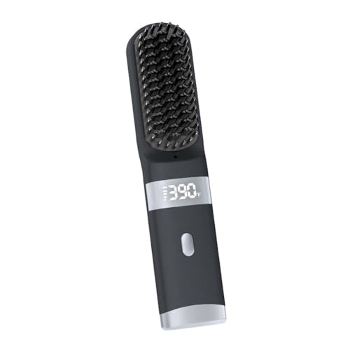 Cordless Hair Straightener Brush with LCD Display USB Rechargeable