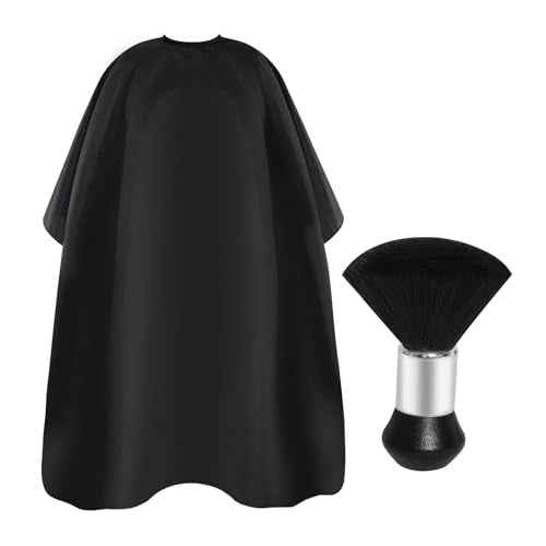 Professional Haircut Cape with Adjustable Snap Closure and Neck Duster Brush, Salon Hair Cutting Cape, Barber Cape for Unisex