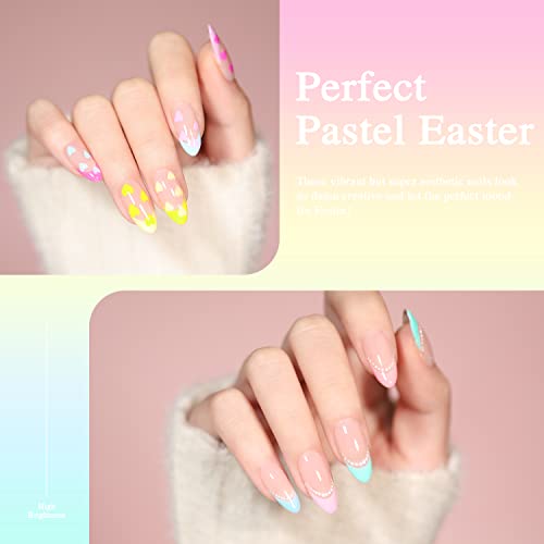 Larvall Beautpal Neon Pastel Gel Nail Polish Set Easter Decoration Bright Macaron Spring Summer Nail Polish 10pcs Unicorn Tones Purple Pink Yellow Blue Green Soak Off DIY Manicure Set For Women 7ml