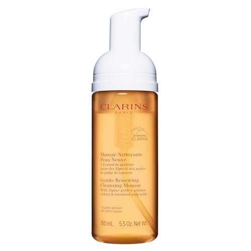 Clarins Gentle Renewing Cleansing Mousse | Cleanses, Gently Exfoliates & Refreshes | Foaming Mousse |Soap-No|SLS-No | Dermatologist Tested | Exfoliating Tamarind Pulp Extract Rich In AHAs | 5.5 Oz