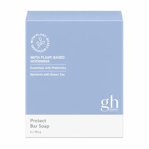 Protect Vegan Bar Soap Sulfate Free - 6 Pack (6 x 150 g / 900 g) | Deep Clean & Odor-Neutralizing Body Soap with Prebioticst, Green Tea and Rosemary, for Face, Body and Hand