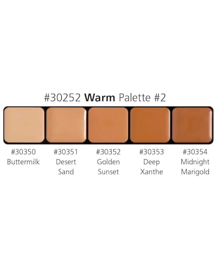 Graftobian HD Glamour Crème Foundation Palette #2 - 5 Color Full Coverage for Warm Skin