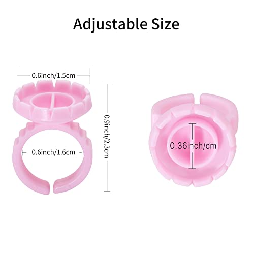 300 Pcs Glue Rings Smart Glue Holder for Eyelash Extensions, Easy Fanning Glue Cups for Volume Lashes, Pink