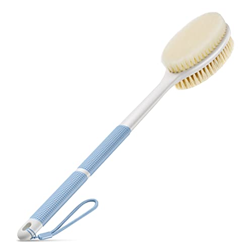 Dual-Sided Back Scrubber Shower Brush with Long Handle & Anti-Slip Grip