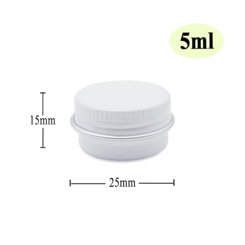 30 pack 5 ml White Lip Balm Tin Cans, 5g Mini Aluminum Makeup Sample Containers with Screw Lid, Empty Metal Tins Pot Storage Travel Jars for Cosmetic, Cream, Candle, Tea, 5 Gram Small Tins