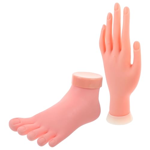 Beaupretty Manicure Practice Left Hand and Foot Model with Bendable Fingers Lightweight Fake Nail Art Trainer for Salon and Beginner Use 8.85 Inch