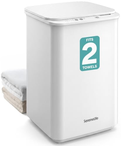 SereneLife Luxury White Towel Warmer - Heated Bathroom Towel Rack with Auto Shut Off & Scent Disc