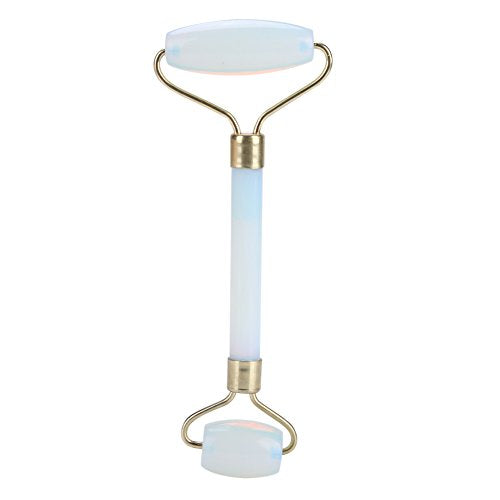 1Pcs Natural Jade Double-head Beauty Roller Anti-Aging Face Roller Eye Neck Massager Slimming Tool Tool(Light Blue)