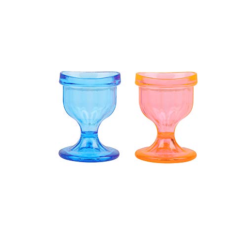 HealthAndYoga™ ChillEyes Colored Eye Wash Cups - Remedy Cup for Eye Wash - Eye Cleaner with Snug Fit - Includes Storage Container (2 Pcs.)(1 Orange + 1 Blue)