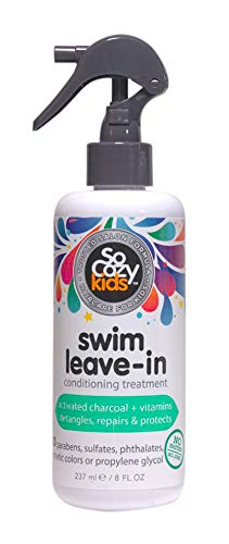 SoCozy Swim Leave In Conditioner Spray & Treatment for Kids Hair (8 Fl Oz) Protects & Repairs Pool, Sun & Salt Damaged Hair, Gentle Formula with Activated Charcoal, Vitamin B5 & Sunflower Seed Extract