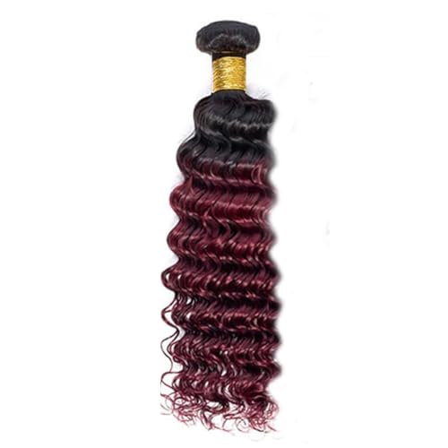22 Inch Ombre Deep Wave Human Hair Bundle - T1B99J Burgundy