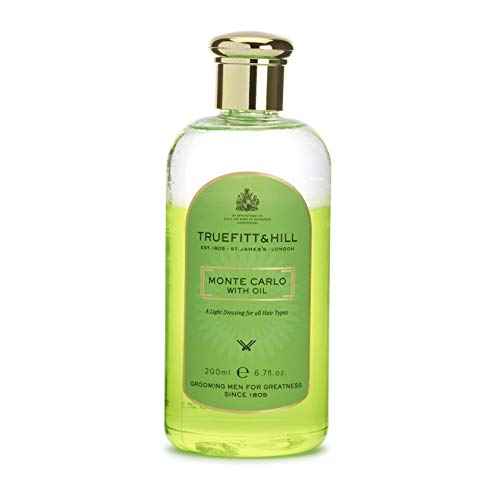 Truefitt & Hill Monte Carlo, Luxury Non-Greasy Hair Oil Designed for All Hair Types, Soothes Scalp, Minimizes Scars, Designed for Fine to Medium Hair - 6.7 oz.