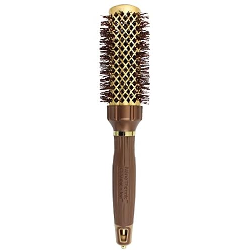 Olivia Garden NanoThermic PowerGrip Thermal Round Hair Brush - Not Electrical - Ceramic Blowout Brush for Medium to Thick Hair