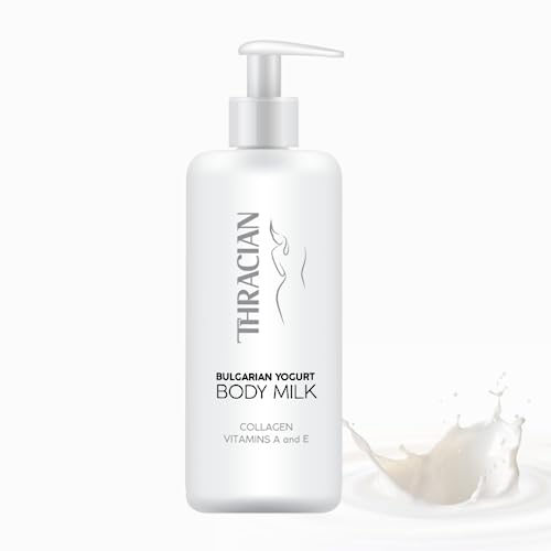 Thracian Bulgarian Yogurt Natural Moisturizing Body Milk with Essential Oils, Collagen, Vitamins E & A, Extra Soothing Lotion for Sensitive and Dry Skin, Non-Greasy, 500 ml, 16.9 Fl Oz
