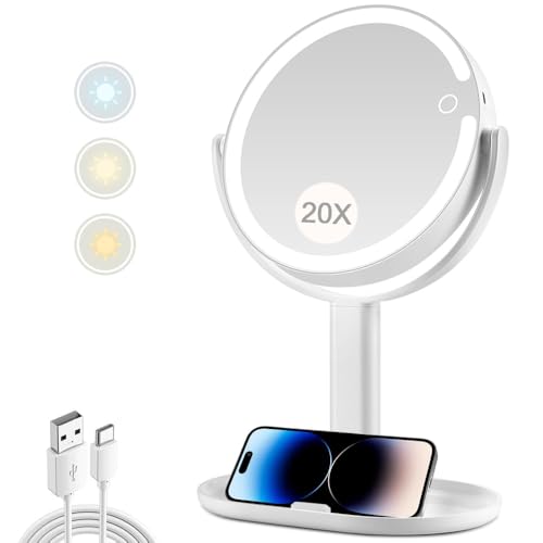 MIYADIVA 20X Magnifying Mirror with Lights – Dual-Sided Lighted Vanity