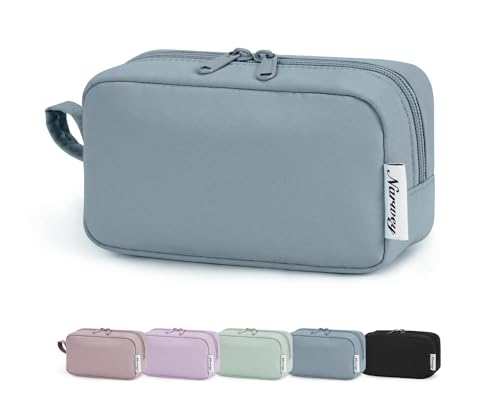 Narwey Mini Makeup Bag for Purse - Greyish Blue Travel Pouch