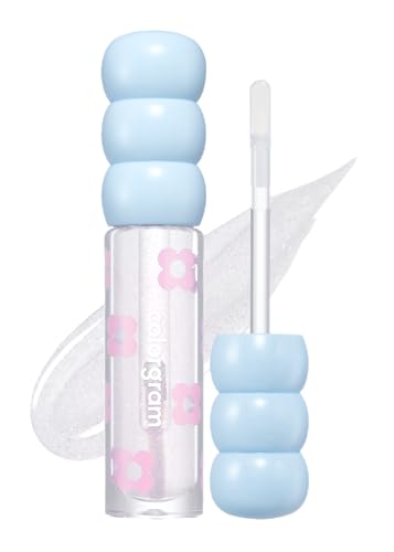 COLORGRAM Fruity Glass Tint Pearl Gloss | Lip Plumper | Glossy Transparent Dewy Lip Gloss with subtle Pink Glitter, Buildable & Blendable for Glowing, Sparkling effect 0.11 Oz.