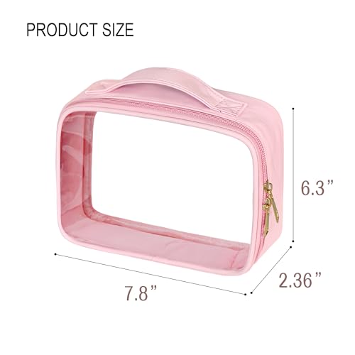 Clear Cosmetic Bags 3pack Makeup Toiletry Bag with Handle Travel Essentials for Men and Woemn Pink 3Pcs