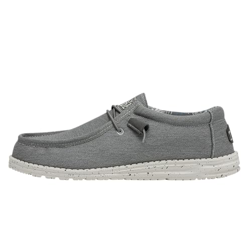 Hey Dude Men's Wally Canvas Stretch Iron Size 11 | Men's Shoes | Men Slip-on Loafers | Comfortable & Light-Weight