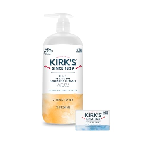 Kirk's Citrus Twist 3-in-1 Cleanser - Shampoo, Body Wash & Bubble Bath, 32 oz