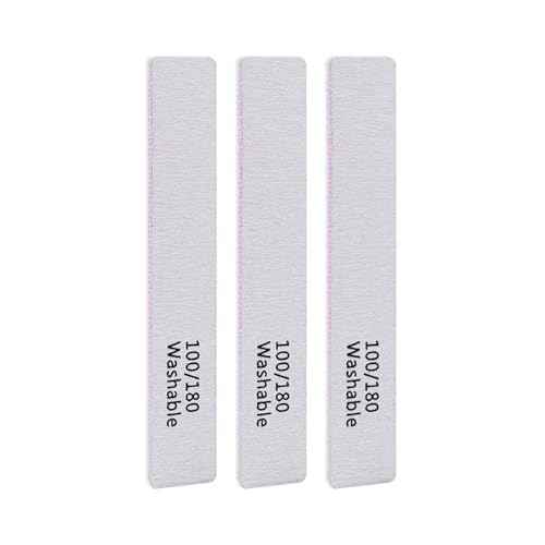 3PCS Professional Reusable Double-Sided 100/180 Grit Washable Nail File