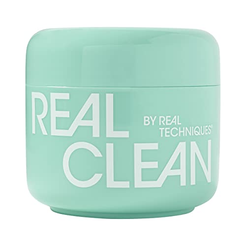 Real Techniques Real Clean Face Erase Makeup Removing Balm, Hydrating Makeup Cleansing Balm, Remove Stubborn Makeup, Hyaluronic Acid Moisturizes & Vitamin A Helps Exfoliate, 2 fl. oz Jar