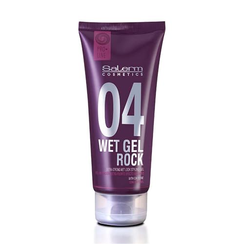 SALERM - Hair Styling Gel - Pro Line Wet Gel Rock 04-200 ml - Long-Lasting Strong Hold - Wet Effect - with Caffeine and Fixative Resins - Leaves No Residue - Flexible Styling