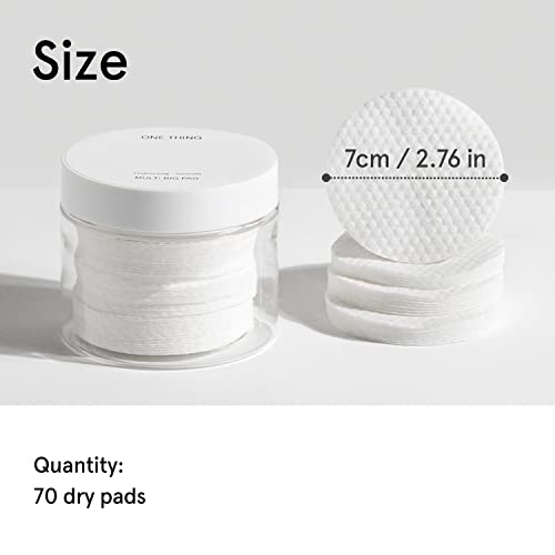 ONE THING Multi Big Pads 70 PCS | DIY Dry Toner Pads, Large Size Exfoliating Soft Lightweight Cotton Face Rounds | Daily Travel Size Refill No Lint Double Sided | Korean Skin Care