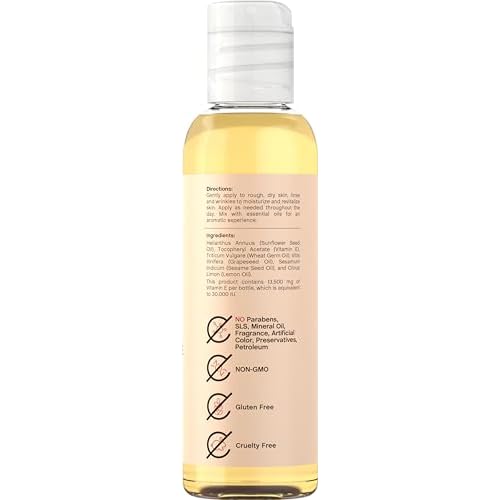 Coera Vitamin E Oil | 100% Pure 30,000 IU | 4 fl oz | For Face, Skin, Hair, and Body | Free of Parabens, SLS, & Fragrances